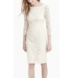 J Crew Natalia Lace Cocktail Dress Size 8 in Champagne With Tags